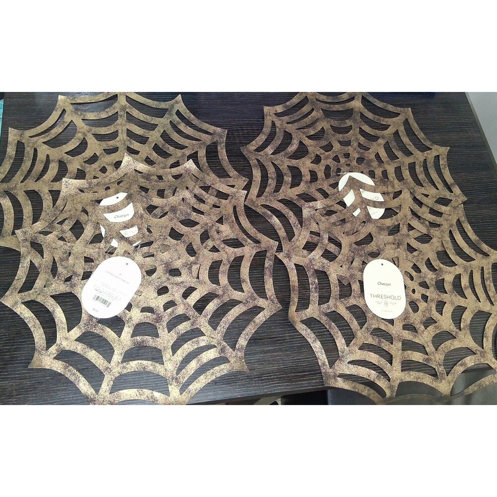 Threshold Die-Cut Spiderweb Charger Placemat Set of 4 Halloween Gothic Decor